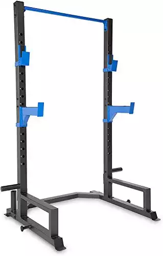WF Athletic Supply Deluxe Power Cage with High Weight Capacity, J Hooks & Safety Spotter Arms, Olympic Weight Plate Storage and Bar Storage