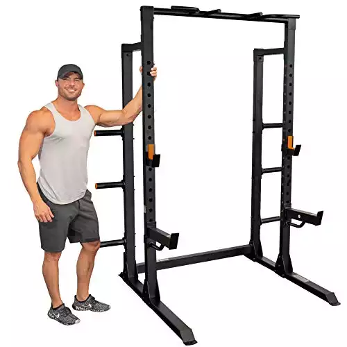 GRIND Fitness Chaos 4000 Power Rack, 6 Weight Plate Holders, Barbell Holder, Spotter Arms