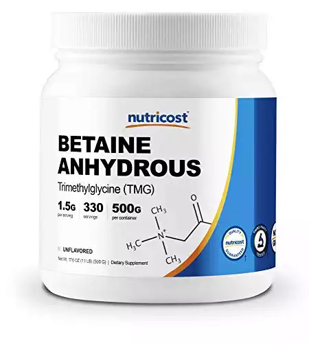 Nutricost Betaine Anhydrous Trimethylglycine (TMG) Powder (330 Servings)