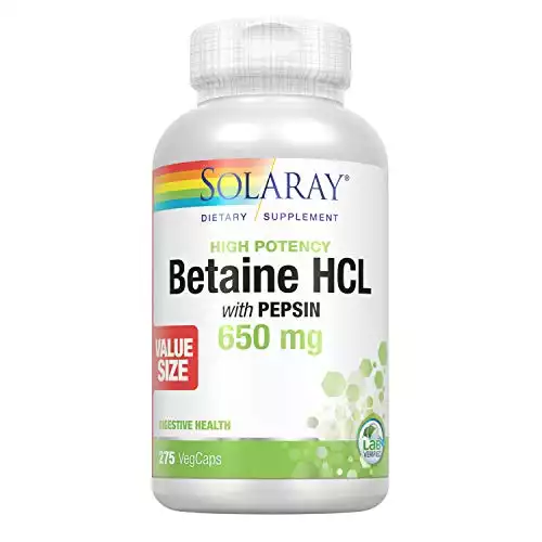 Solaray High Potency Betaine HCL with Pepsin (275 Servings)