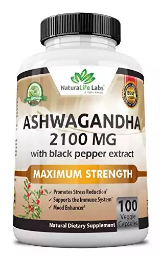 Organic Ashwagandha 2100 mg (100 Vegan Capsules)